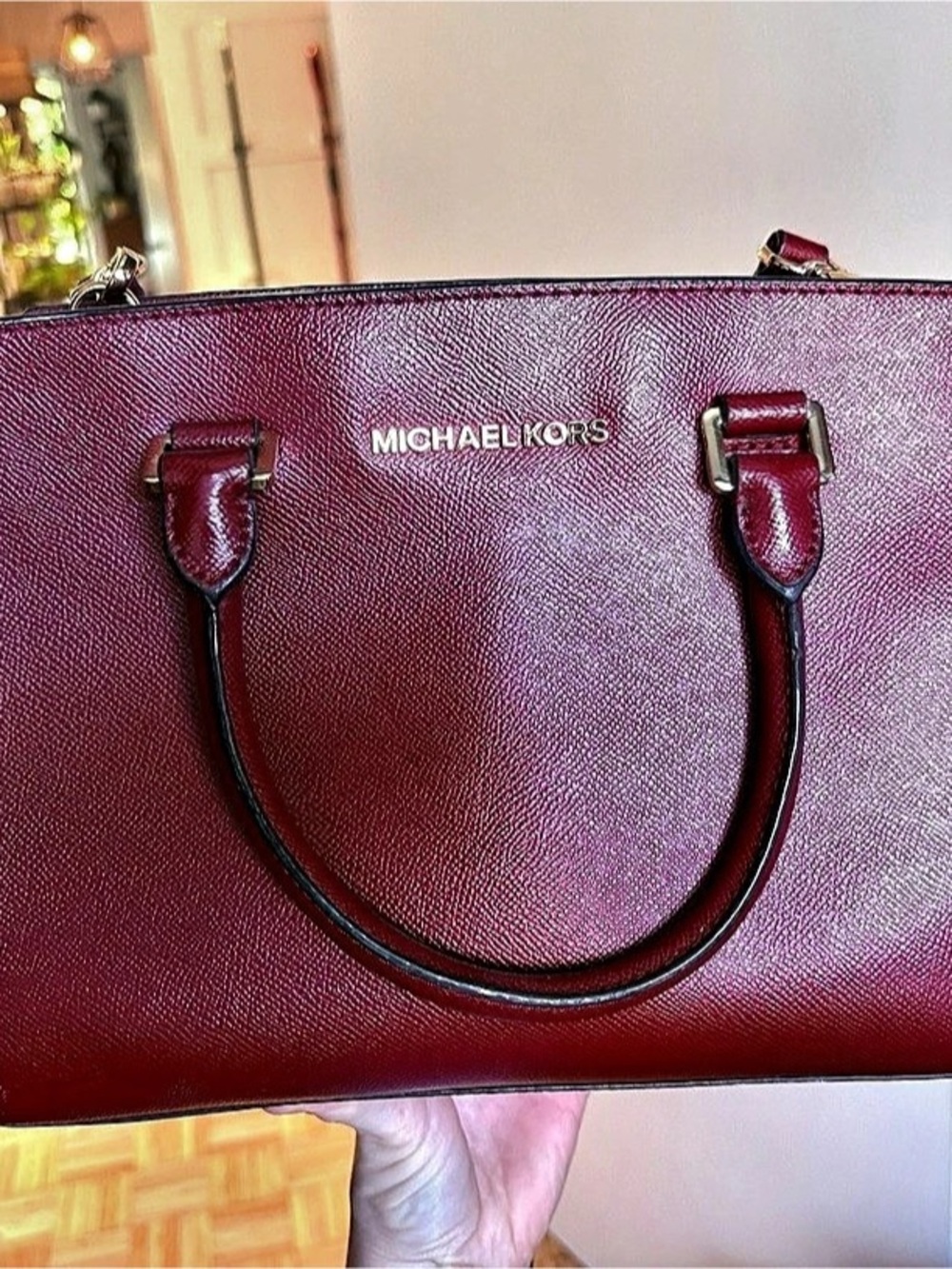 Michael Kors Selma Medium Saffiano Leather Satchel Red